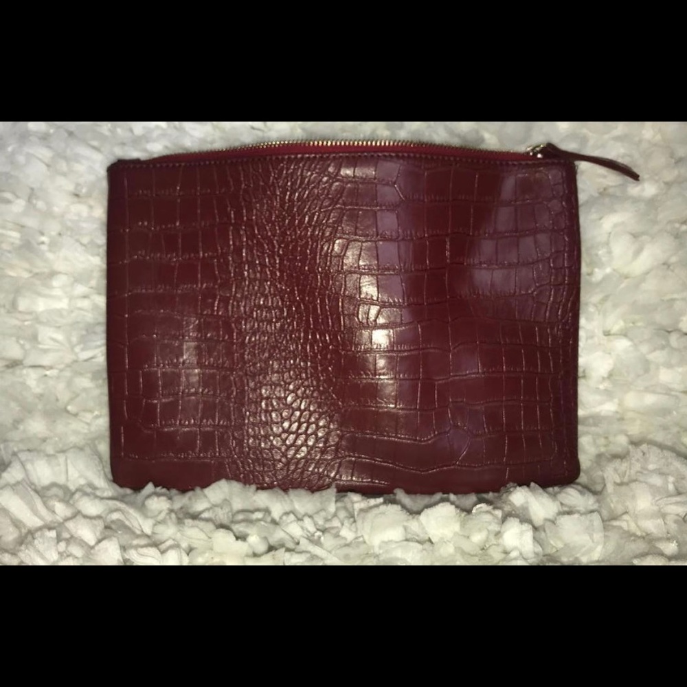 Burgundy Zip Clutch Bag